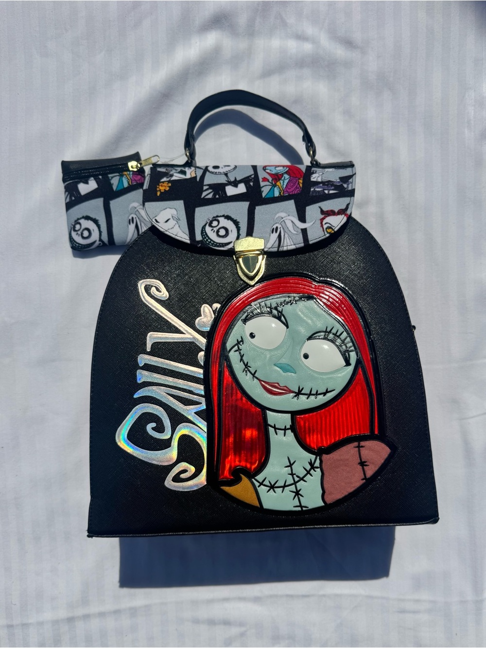 Sally The Nightmare Before Christmas Black Handbag with Red Accent